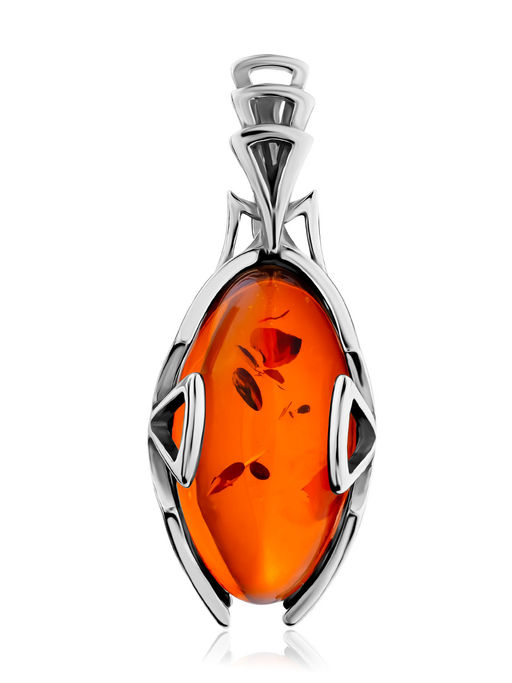 Эффектный кулон из цельного коньячного янтаря Рандеву