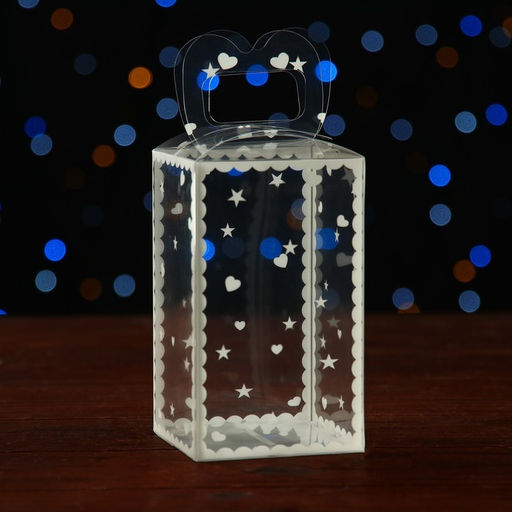 Цена за 5 шт. Складная прозрачная коробка из PVC, для упаковки подарков, Сердце, 12?7?7 см