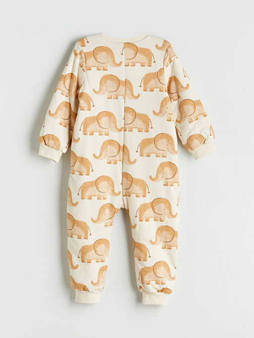 Bisiklet Yaka Uzun Kollu Bask?l? Erkek Bebek Uyku Tulumu