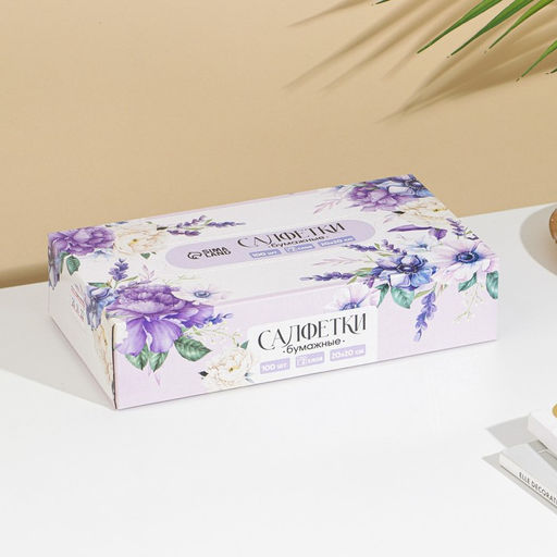 Салфетки бумажные в коробке Нежность, 100 шт, двухслойные - Simaland фото 2