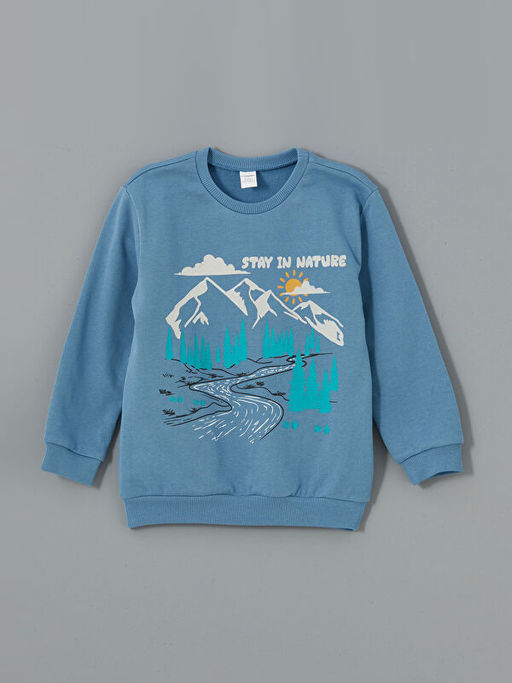Bisiklet Yaka Bask?l? Erkek ?ocuk Sweatshirt 2li - Waikiki фото 2