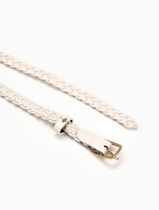 Ремень женский плетёный, 110×1.8 см, пряжка металл, золотистая, белый