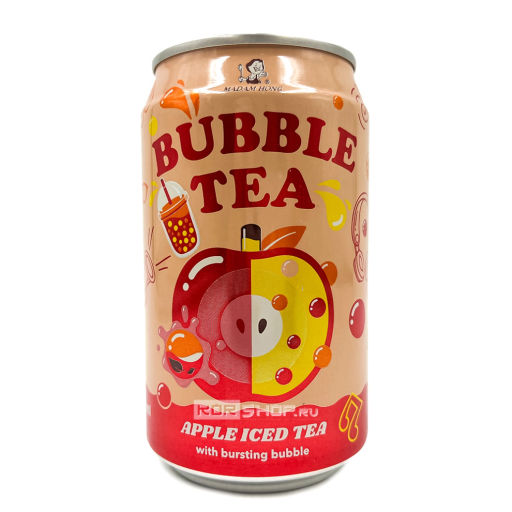Напиток холодный чай Бабл Ти со вкусом яблока Bubble Tea Madam Hong, Тайвань, 320 мл Акция
