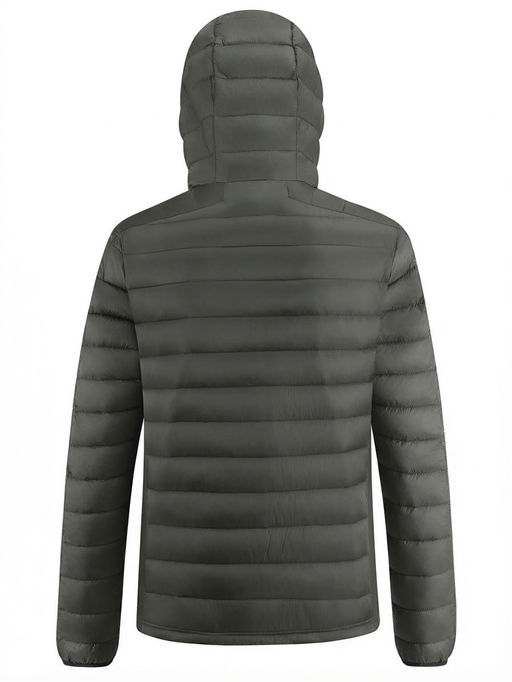 Куртка мужская гибридная стёганая с капюшоном с графеновой подкладкой цвета хаки 9621_1Kh