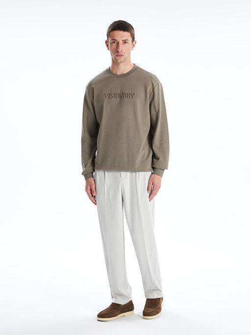 Bisiklet Yaka Kabartmal? Erkek Sweatshirt