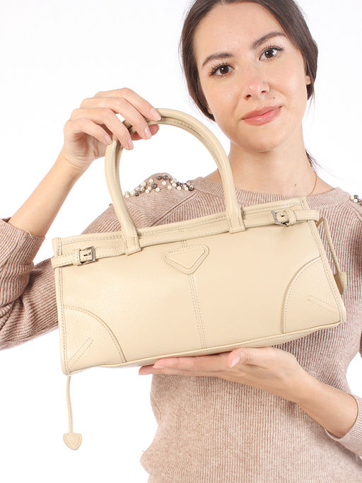 LACCOMA сумка НИ8073-темно-бежевый натуральная кожа хлопок фото 3