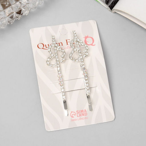 Цена за 2 шт. Невидимки для волос «Эбба», набор 2 шт., бабочка, 6 см, серебро