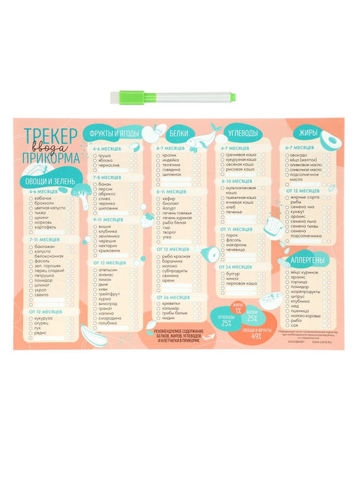 Магнитный трекер ввода прикорма по месяцам для малышей и маркер, бежевый, сплошной магнит