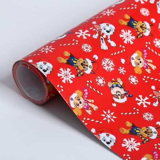 Цена за 10 шт. Бумага упаковочная глянцевая С Новым Годом! Щенячий патруль ,70 х100 см - Paw patrol фото 2