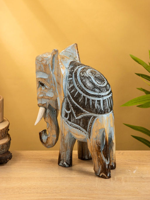 Сувенир «Слон», 24×9×30 см, дерево, коричнево-голубой
