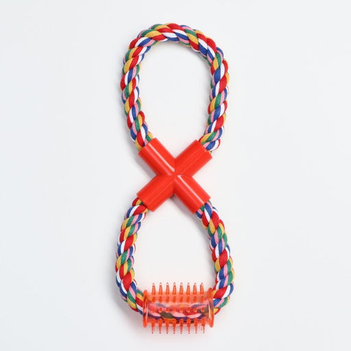 Игрушка тренировочная канатная Восьмерка с зубочисткой, до 27 см, до 140 г, микс цветов - Пижон фото 2