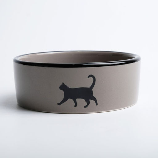 Миска керамическая След с кошкой 300 мл 12,5 x 4,5 cм, чёрно-серая - Пижон фото 3