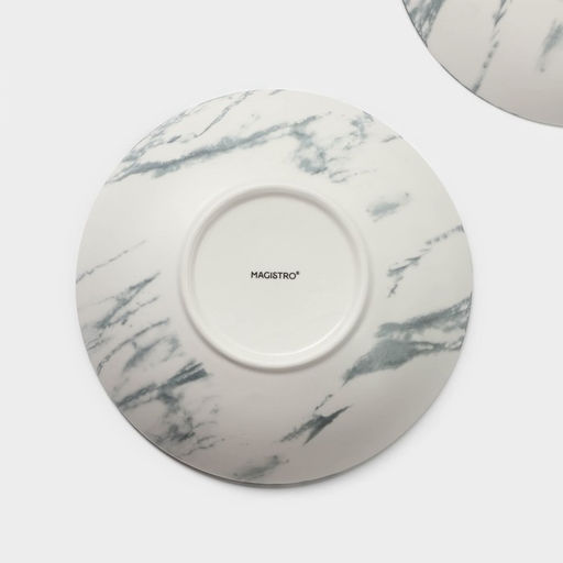 Тарелки глубокие Magistro Real Marble, 800 мл, 21×4.7 см, набор 2 шт., фарфор, белые