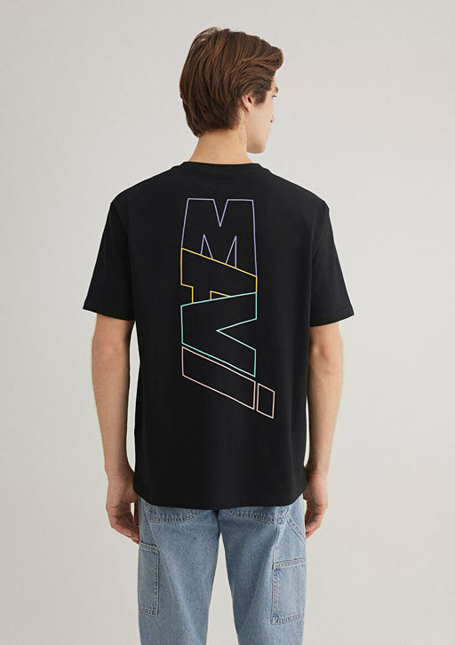 Mavi Logo S?rt Bask?l? Siyah Tisort  фото 5