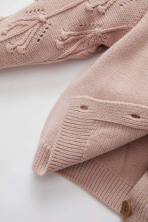 Трикотажный кардиган с круглым вырезом для маленьких девочек - Defacto фото 4