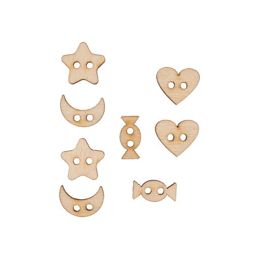 Заготовка для декорирования Mr. Carving ВД-398 Набор пуговиц фанера 0.3 см 8 шт №1 Животные  фото 2