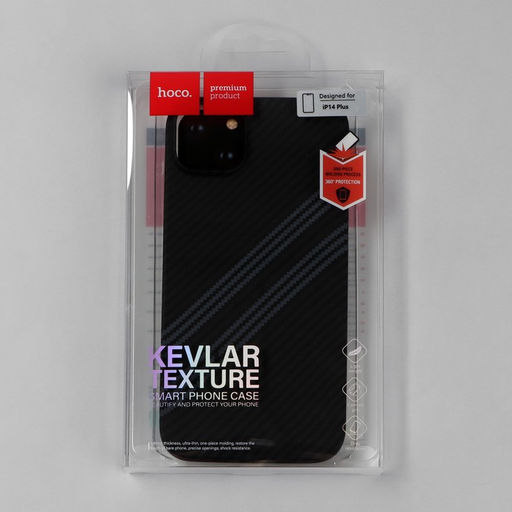 Чехол Hoco для телефона iPhone 14 Plus, кевларовая текстура, чёрно-серый