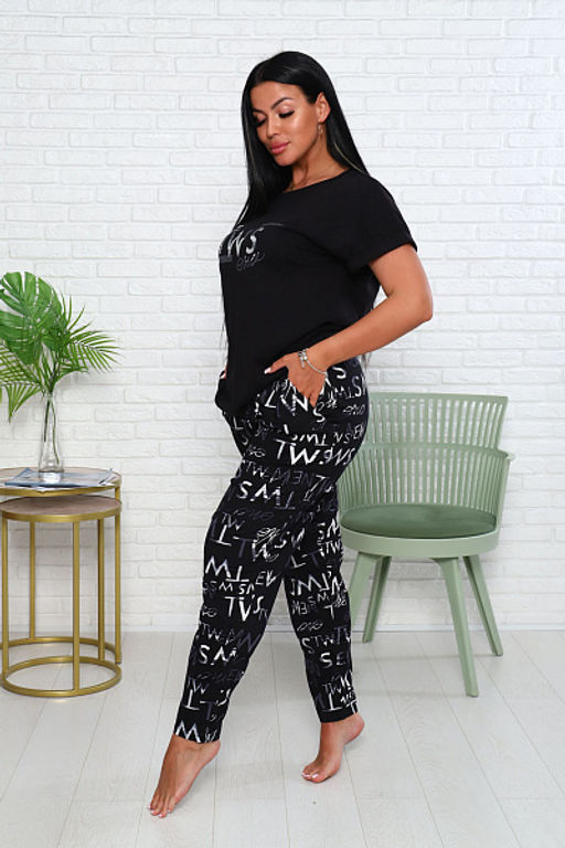 Костюм с брюками чинос, принт, черный (911-1) - Плиона фото 7