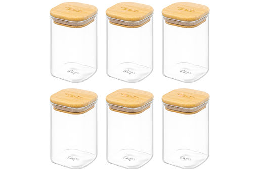 Набор 6 банок д/хранения 250 мл 22*8*27 см Crystal glass + бамб.крышка с сил.прокл.+бамб.подст - Elan gallery фото 7