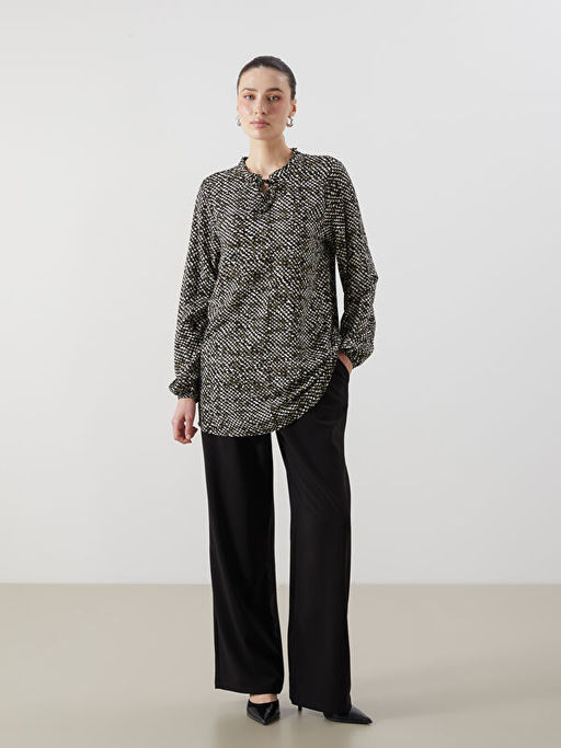 Ba?lamal? Yaka Desenli Bluz