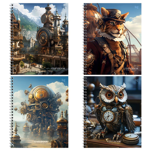 Тетрадь 80л. тв. обложка, на спирали "Стимпанк" (ТТ5гр80_лг 59739, BG) глянцевая ламинация