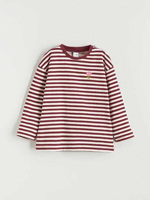 Bisiklet Yaka ?izgili K?z ?ocuk Ti??rt