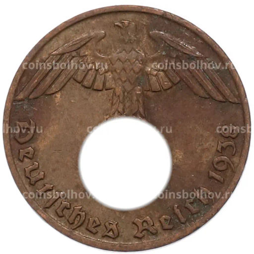 Монета 1 рейхспфенниг 1938 года J Германия