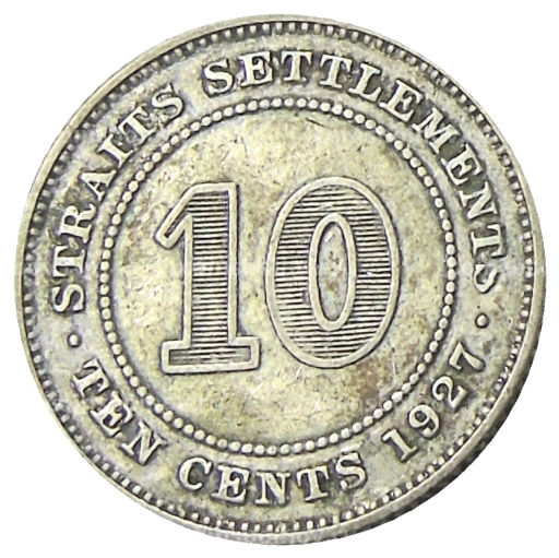 10 центов 1927 года Стрейтс Сетлментс