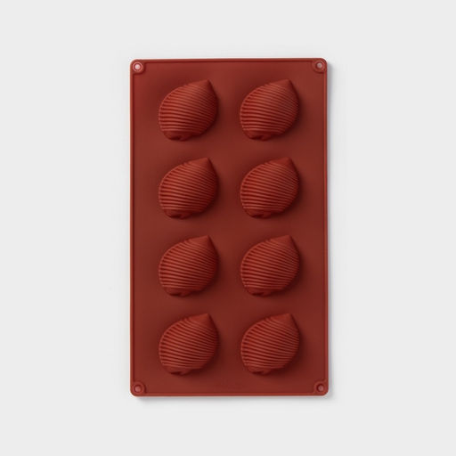 Форма для выпечки Доляна «Ракушка», силикон, 29×17×2 см, 8 ячеек (6×4.5×2 см), коричневая