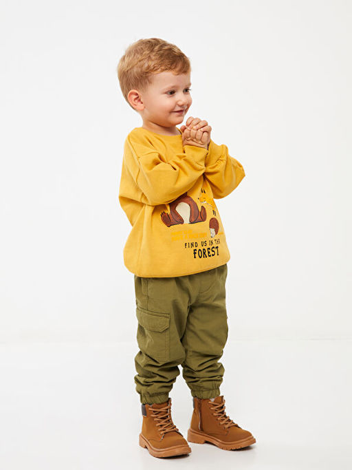 Bisiklet Yaka Bask?l? Erkek Bebek Sweatshirt - Waikiki фото 3