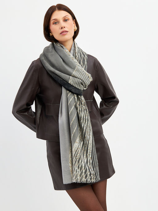 Большой, мягкий, тонкий и очень нежный двусторонний палантин с рисунком - Tantino фото 26