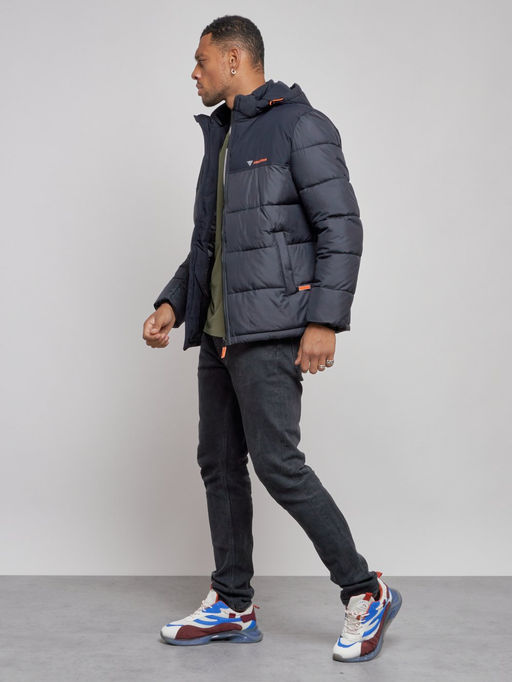 Куртка мужская зимняя с капюшоном спортивная великан темно-синего цвета 8377TS - Wonderrman фото 3
