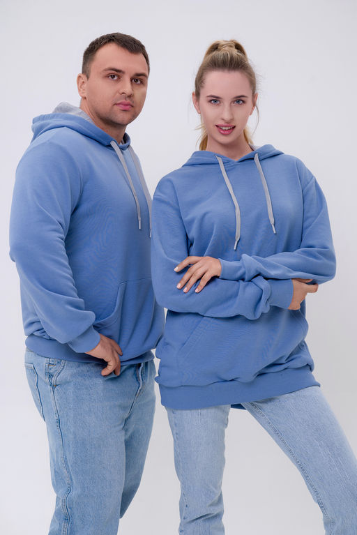 Худи мужское из футера 3-х нитки туманно-голубой - Амадэль фото 4
