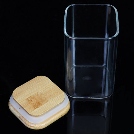 Банка квадратная бамбуковая крышка 280 мл диаметр 60/10 см / LCSC2917 /уп 100/ - ГалеонТрейд фото 4