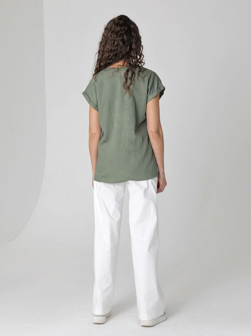 25232 Блуза зеленый - Dizzyway фото 4