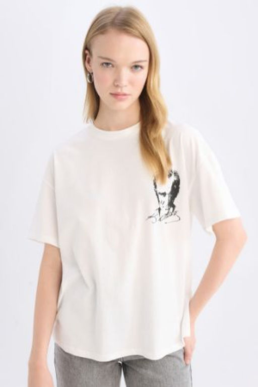 Coool Oversize Genis Kal?p Ataturk Bask?l? K?sa Kollu Tisort