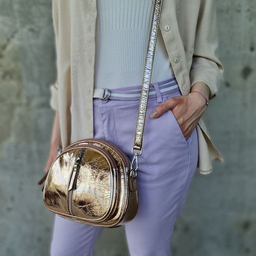 Женская кожаная овальная сумка кросс-боди 0103-20 - Cidirro фото 4