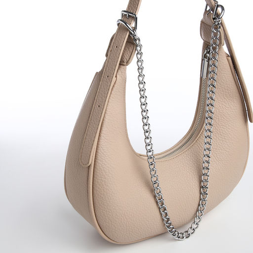 Сумка женская хобо на молнии, цвет бежевый - Textura фото 6