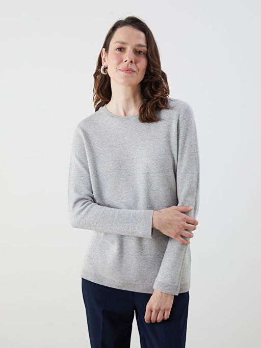 Bisiklet Yaka ?izgili Kad?n Triko Kazak