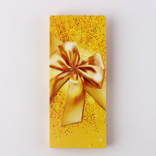 Цена за 10 шт. Открытка с местом для шоколадки «Золотой бант»