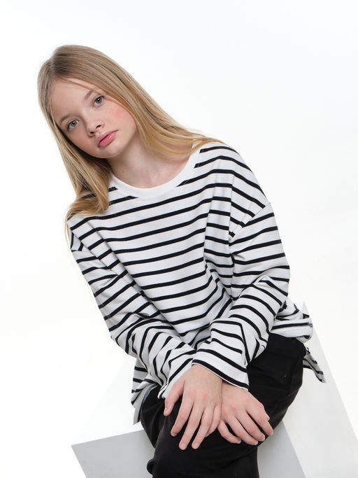 Лонгслив в полоску для девочки 22-7689 полоска - Mini maxi фото 2