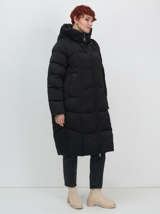 Пальто зимнее Visdeer 7702Ch женское утепленное 240 г/м² черное  фото 2