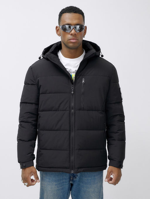 Куртка спортивная мужская зимняя большого размера черного цвета 617Ch - Wonderrman фото 7