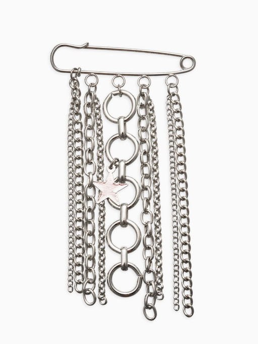 Булавка с подвесами "Звезды", цвет серебро L=6см