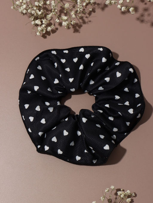 Цена за 3 шт. Резинка для волос "Орбита гранд" сердца, 15 см, бело-чёрный