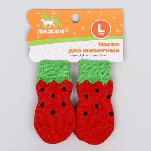 Носки нескользящие Клубничка, L (3,5/5 * 9 см), набор 4 шт - Пижон фото 2