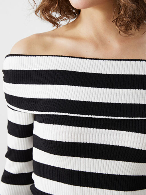 Kay?k Yaka Renk Bloklu Kad?n Body