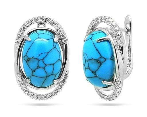 Серьги из серебра бирюза пресс., МЦВ075