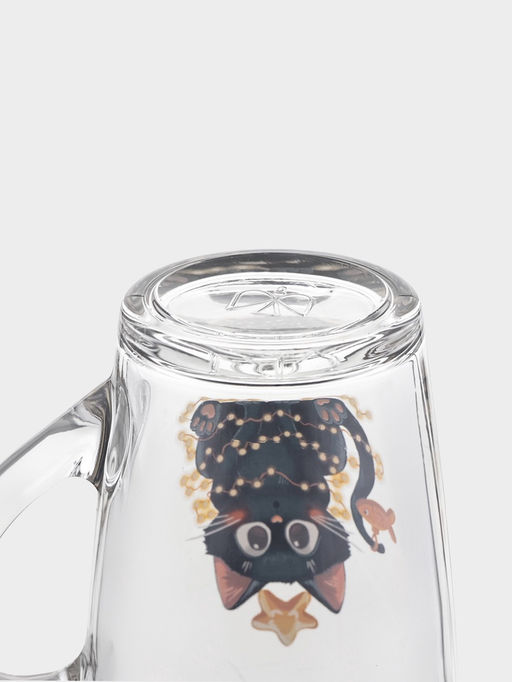 Цена за 20 шт. Кружка Капучино. Озорные котики, 300 мл, стекло, рисунок МИКС