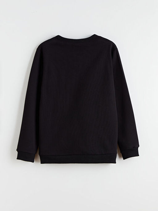 Bisiklet Yaka Bask?l? Erkek ?ocuk Kal?n Sweatshirt